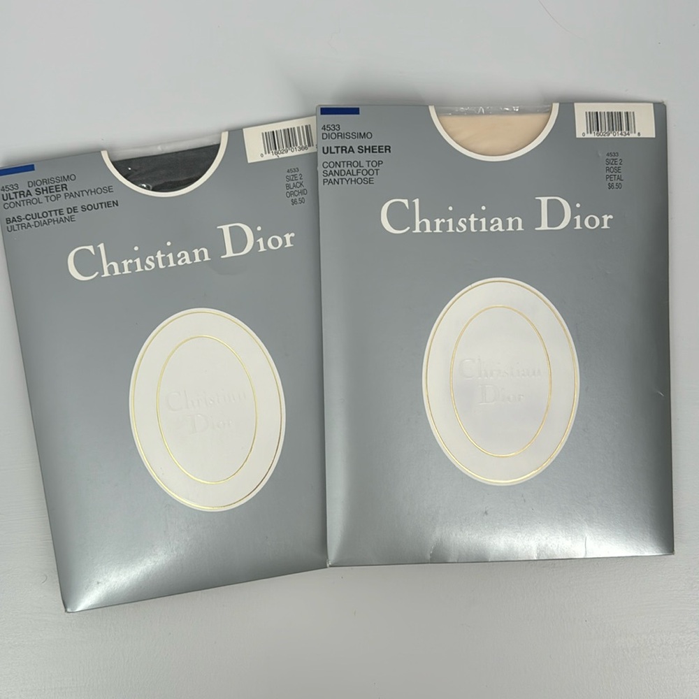 Vintage Christian Dior Pantyhose size 2 sandal foot - 2 pack